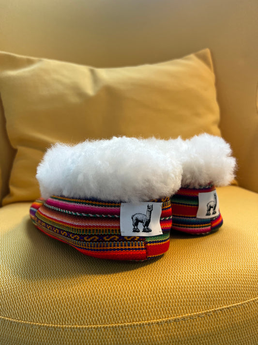 Sacred Valley Slippers – Baby Alpaca Fur & Andean Textile