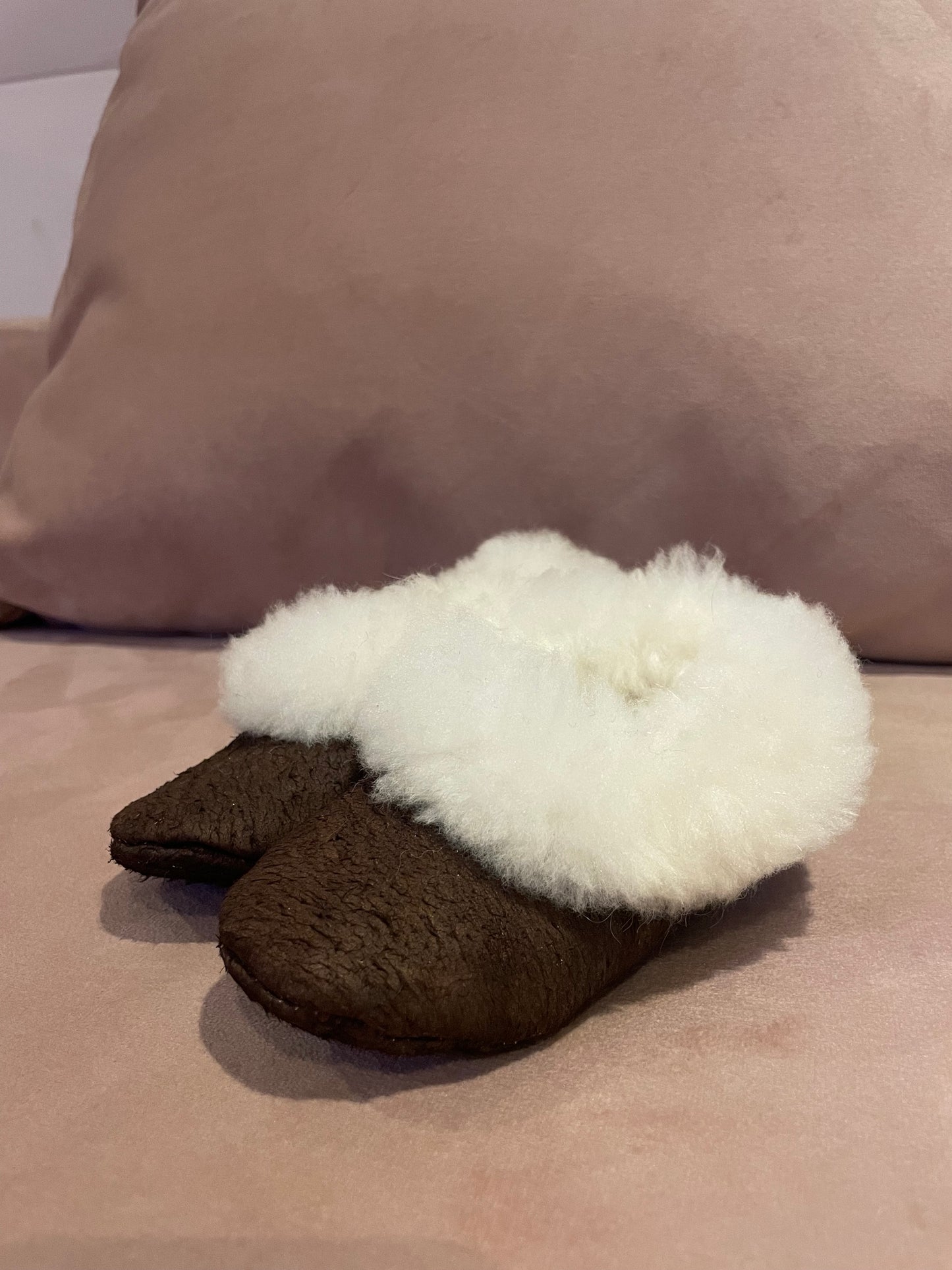 Baby Alpaca Fur Slippers – Chocolate Brown (Infant)